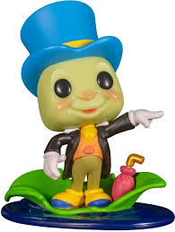 Funko Pop! Jiminy Cricket (1228) – Disney D23 Expo 2022 Exclusive, figurine détaillée de Jiminy Cricket sur une feuille flottante, issue du classique Pinocchio.