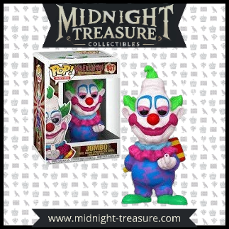 Funko Pop! Movies 931 - Jumbo (Killer Klowns from Outer Space). Figurine détaillée représentant Jumbo avec son sourire sinistre et son accessoire effrayant. Parfaite pour les collectionneurs d'horreur