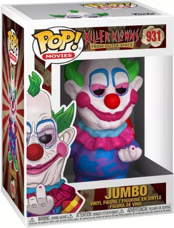 Funko Pop! Movies 931 - Jumbo (Killer Klowns from Outer Space). Figurine détaillée représentant Jumbo avec son sourire sinistre et son accessoire effrayant. Parfaite pour les collectionneurs d'horreur