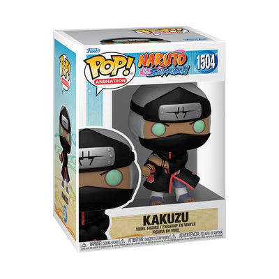  Funko Pop! Kakuzu (1504), membre de l’Akatsuki, en tenue noire avec son bandeau du Village de Taki et ses yeux verts caractéristiques. Figurine inspirée de l’anime Naruto Shippuden.