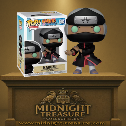 Funko Pop! Naruto Shippuden – Kakuzu (N°1504). Kakuzu dans sa tenue de l’Akatsuki avec son regard intense et ses bras croisés. Une Pop! incontournable pour les fans de Naruto.
