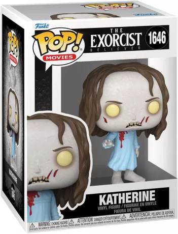 Funko Pop! L’Exorciste : Dévotion – Katherine possédée (N°1646). Visage terrifiant, yeux jaunes, chemise de nuit ensanglantée. Une figurine glaçante pour les fans de films d’horreur et de possessions démoniaques.

