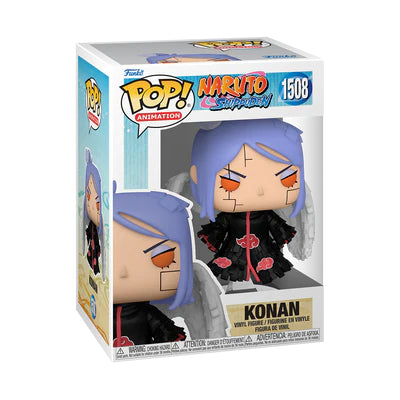 Funko Pop! Konan (1508), membre de l’Akatsuki, avec ses ailes en papier et sa tenue noire ornée des nuages rouges. Figurine inspirée de l’anime Naruto Shippuden.