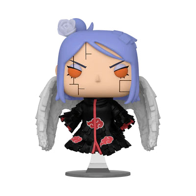 Funko Pop! Konan (1508), membre de l’Akatsuki, avec ses ailes en papier et sa tenue noire ornée des nuages rouges. Figurine inspirée de l’anime Naruto Shippuden.