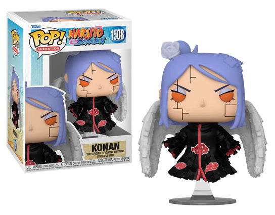 Funko Pop! Konan (1508), membre de l’Akatsuki, avec ses ailes en papier et sa tenue noire ornée des nuages rouges. Figurine inspirée de l’anime Naruto Shippuden.