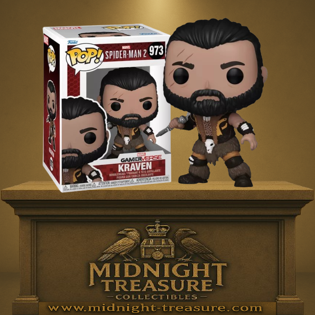 Funko Pop! Marvel Spider-Man 2 Gamerverse – Kraven (N°973). Le chasseur implacable en tenue tribale, prêt à traquer ses proies. Une figurine puissante pour les fans de Marvel et de jeux vidéo.