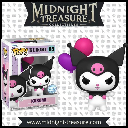 Funko Pop! Kuromi (85) – Sanrio Special Edition, figurine adorable de Kuromi tenant des ballons violets et roses, inspirée de l’univers kawaii de Sanrio.