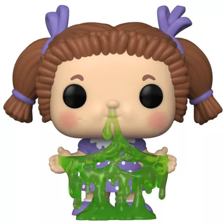 Funko Pop! Leaky Lindsay (08) – Garbage Pail Kids (GPK), figurine vinyle représentant Leaky Lindsay avec du mucus vert coulant de son nez, tresses brunes et rubans violets. Produit officiel Funko, idéal pour les collectionneurs et les fans des cartes GPK des années 80.