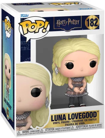 Funko Pop! Harry Potter – Luna Lovegood (Robe d’Argent) (N°182). Figurine représentant Luna Lovegood dans sa robe argentée du mariage de Bill et Fleur. Une Pop! élégante et magique pour les fans de Harry Potter et de Serdaigle.