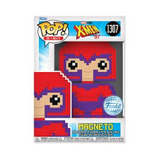 "Funko Pop! Magneto (1307) – X-Men – Édition spéciale 8-Bit. Figurine exclusive de Magneto en version pixelisée, inspirée du style rétro des jeux vidéo. Un incontournable pour les fans de Marvel et des X-Men."