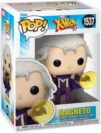 Funko Pop! X-Men ’97 – Magneto (N°1537). Figurine représentant Magneto dans son costume violet et rouge avec effets magnétiques jaunes. Une Pop! dynamique et puissante pour les fans de Marvel.