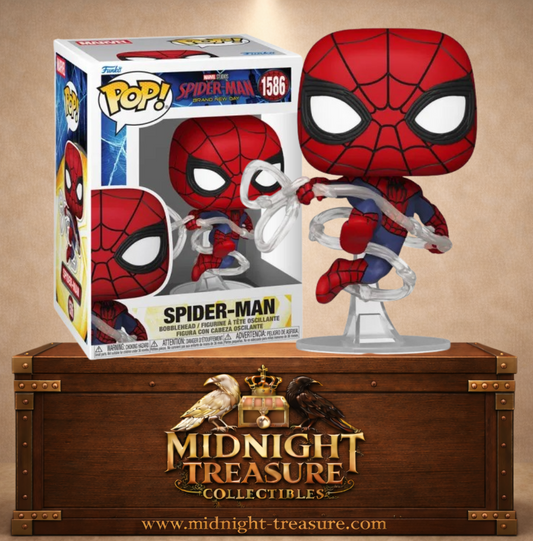 Funko Pop! Marvel N°1586 â Spider-Man en pleine acrobatie avec ses toiles, inspirĂ©e de Spider-Man: Brand New Day.