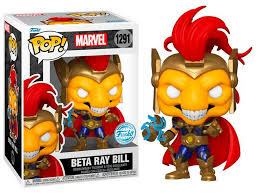 "Funko Pop! Marvel Beta Ray Bill #1291. Figurine représentant Beta Ray Bill avec son casque emblématique et des détails précis, édition spéciale pour les collectionneurs Marvel."