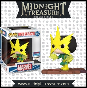 Funko Pop! Marvel Electro #1017 de la collection Sinister Six - Exclusivité Amazon. Figurine représentant Electro avec son masque jaune iconique et des effets électriques sur un socle détaillé.