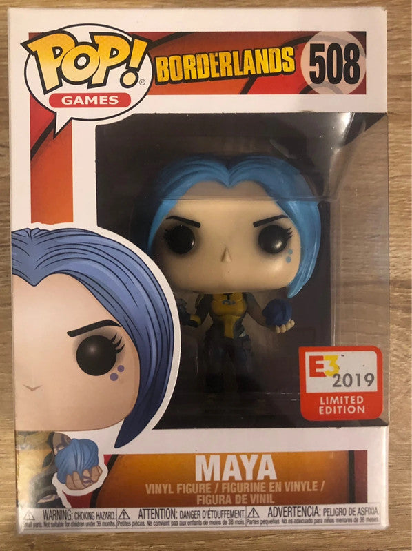 Funko Pop! Borderlands 508 - Maya (E3 2019 Limited Edition). Figurine représentant Maya, l’une des Sirènes de Borderlands, tenant une sphère d’énergie et une arme rouge. Une édition rare et exclusive à l’E3 2019, idéale pour les collectionneurs.