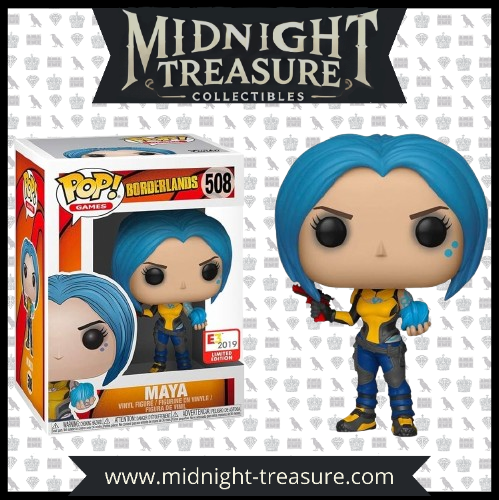 Funko Pop! Borderlands 508 - Maya (E3 2019 Limited Edition). Figurine représentant Maya, l’une des Sirènes de Borderlands, tenant une sphère d’énergie et une arme rouge. Une édition rare et exclusive à l’E3 2019, idéale pour les collectionneurs.