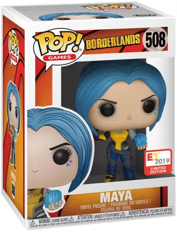 Funko Pop! Borderlands 508 - Maya (E3 2019 Limited Edition). Figurine représentant Maya, l’une des Sirènes de Borderlands, tenant une sphère d’énergie et une arme rouge. Une édition rare et exclusive à l’E3 2019, idéale pour les collectionneurs.