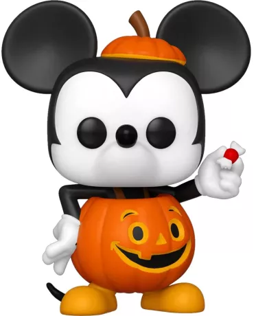 Funko Pop! Disney – Mickey Mouse en costume de citrouille (N°1218). Mickey dans une tenue orange Halloween avec bonbon à la main. Une figurine festive pour les amoureux de Disney.