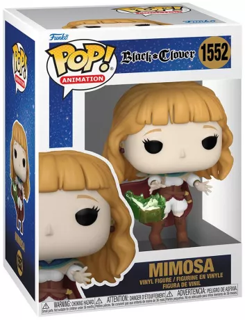 Funko Pop! Black Clover – Mimosa (N°1552). Figurine de la magicienne Mimosa avec son grimoire magique vert émeraude en pleine incantation. Une pièce magique pour les fans de Black Clover.