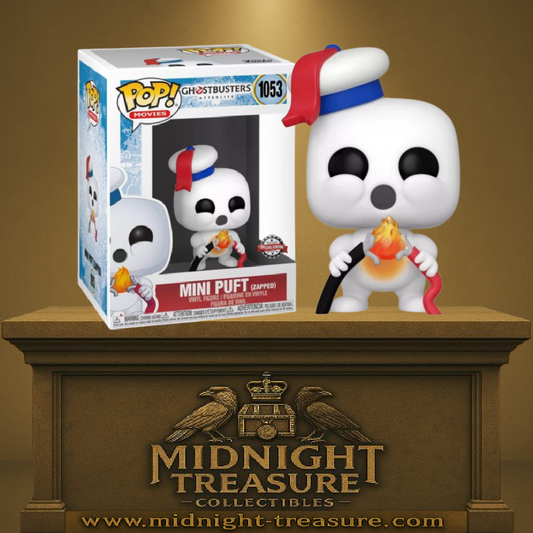 Funko Pop! Ghostbusters: Afterlife – Mini Puft (Zapped) – N°1053 – 9 cm – Funko. Mini marshmallow cramé tenant un câble en feu. Une Pop! explosive et déjantée pour les fans de Ghostbusters.