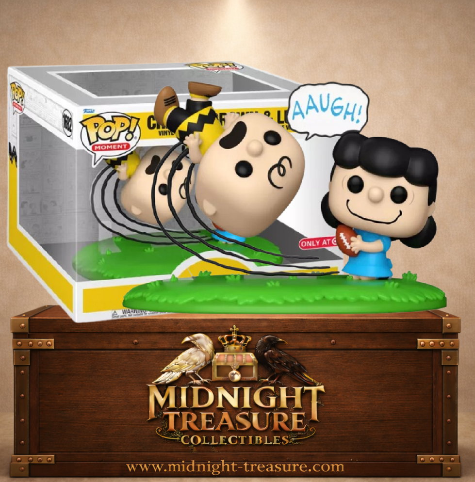 Funko Pop! Moment N°1682 – Charlie Brown et Lucy – Peanuts. Scène avec ballon de football et chute iconique.