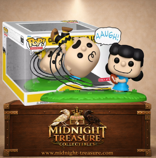 Funko Pop! Moment N°1682 – Charlie Brown et Lucy – Peanuts. Scène avec ballon de football et chute iconique.