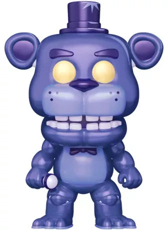 "Funko Pop! Games 969 - Moonlight Freddy (Five Nights at Freddy's). Figurine représentant Freddy Fazbear dans sa version Moonlight, avec un design violet métallique et des yeux lumineux. Parfaite pour les collectionneurs et les fans de la franchise FNaF."