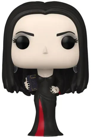 Funko Pop! Wednesday – Morticia Addams (N°1818). Figurine représentant Morticia dans sa robe noire fendue et tenant un livre. Une pièce élégante et gothique pour les fans de la Famille Addams.