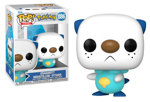 Funko Pop! Moustillon (Oshawott) (886) – Pokémon. Figurine représentant Moustillon avec son Scalchop et son apparence fidèle à l’animé et aux jeux vidéo. Un incontournable pour les collectionneurs Pokémon