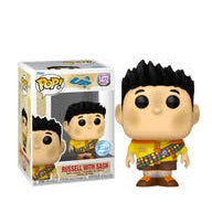 "Funko Pop! Movies Disney Pixar 1481 - Russell with Sash. Figurine représentant Russell, l'explorateur enthousiaste du film Là-Haut, avec son écharpe remplie de badges. Un must-have pour les fans de Disney Pixar et les collectionneurs Funko."