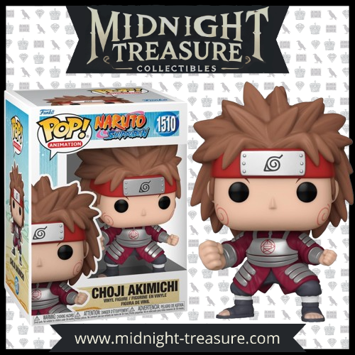 "Funko Pop! Naruto Shippuden – Choji Akimichi (1510). Choji en armure de combat avec son bandeau frontal et ses marques du clan Akimichi. Une pièce incontournable pour les fans de Naruto !"

