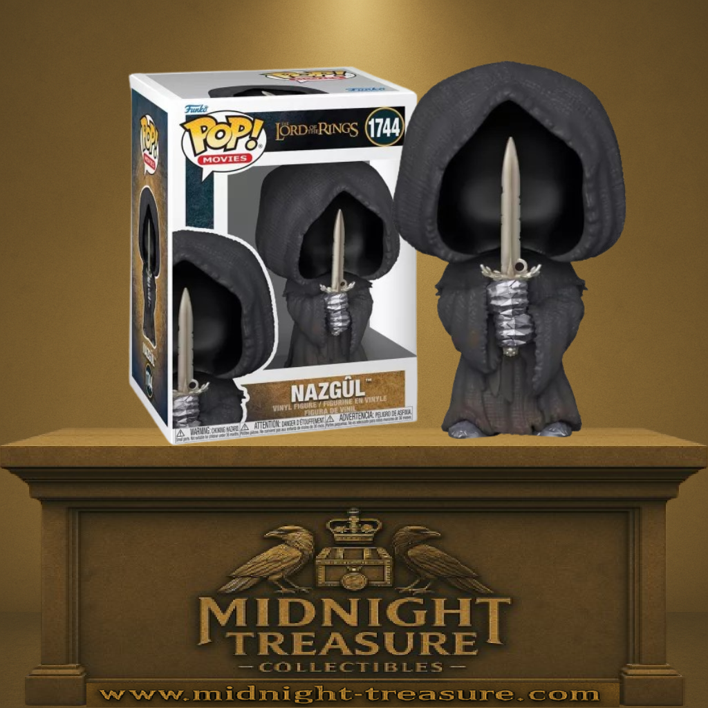 Funko Pop! The Lord of the Rings – Nazgûl (N°1744). Spectre encapuchonné avec épée métallique, posture menaçante. Figurine sombre et iconique de la saga LOTR.