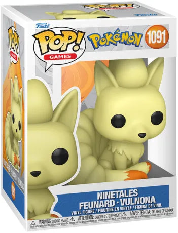 Funko Pop! Pokémon – Ninetales / Feunard / Vulnona (N°1091). Figurine du Pokémon renard doré à neuf queues, inspirée de la première génération Pokémon.