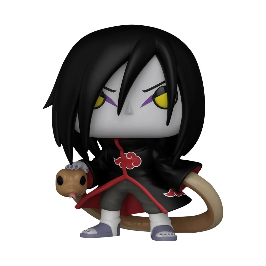 Funko Pop! Orochimaru (1435), vêtu de la cape de l’Akatsuki, yeux jaunes perçants et un serpent enroulé autour de lui. Inspiré de l’anime Naruto Shippuden.