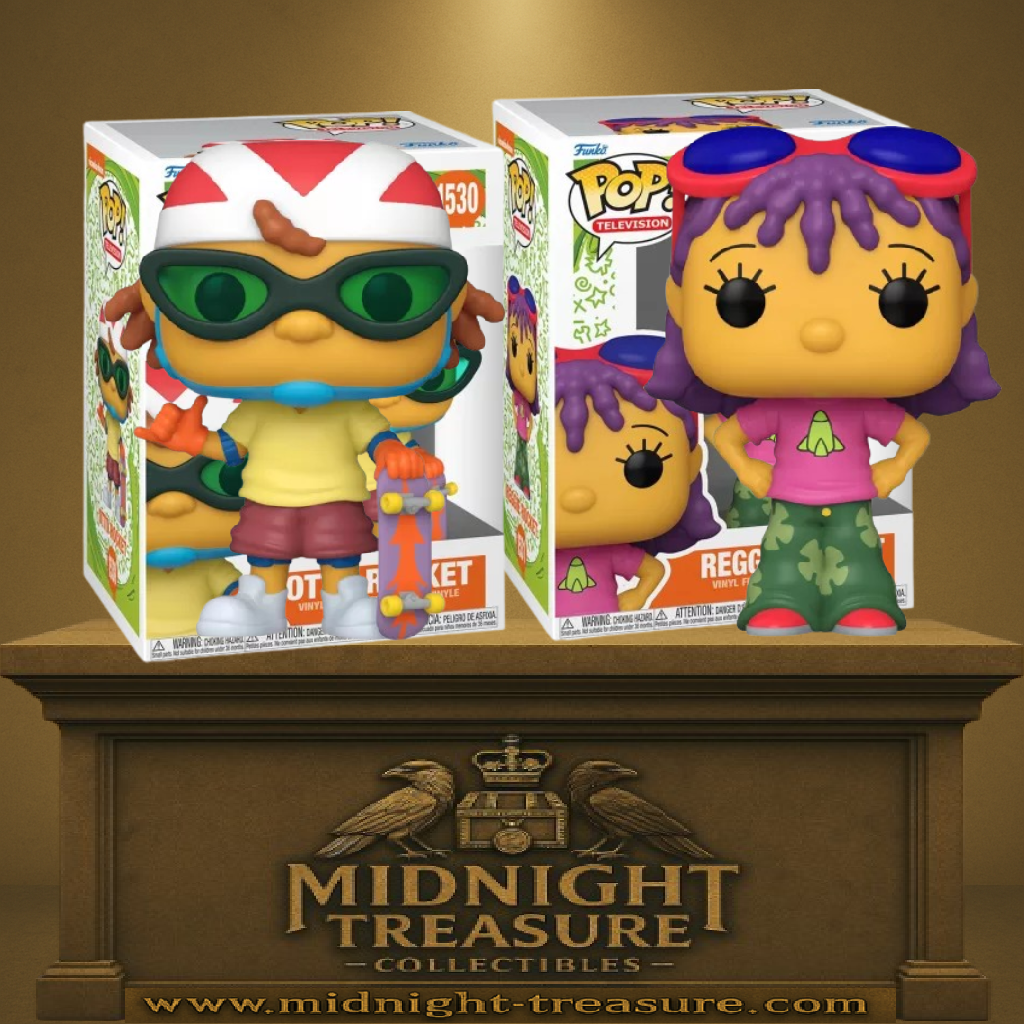 Funko Pop! Rocket Power – Otto & Reggie Rocket (N°1530 & 1531). Duo de figurines colorées représentant le frère et la sœur cultes de Nickelodeon. Un must-have pour les fans de Rocket Power.