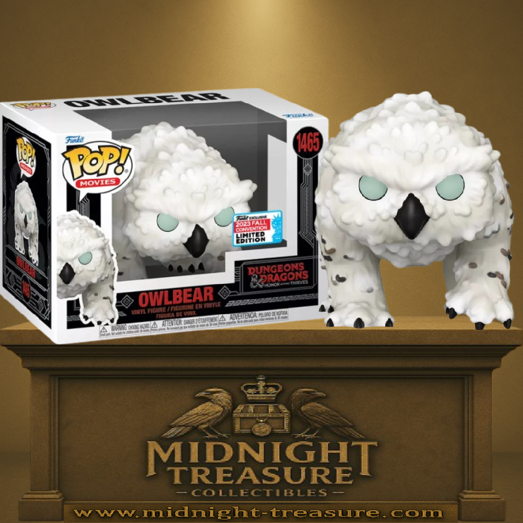 Funko Pop! Dungeons & Dragons – Owlbear (N°1465). Représente l’Owlbear féroce en édition limitée. Une créature mythique puissante, parfaite pour les fans de fantasy.