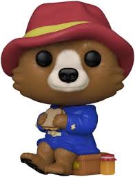 Figurine Funko Pop! Paddington with Sandwich (1480), représentant l'ourson emblématique assis avec son sandwich à la marmelade, portant son manteau bleu et son chapeau rouge, en édition limitée FunKon Exclusive