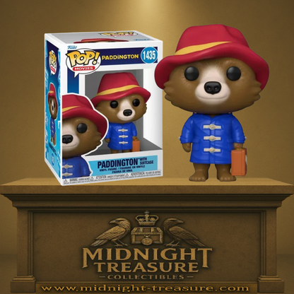 Funko Pop! Paddington – Paddington avec valise – N°1435. Figurine de l’adorable ours avec son manteau bleu, chapeau rouge et valise. Une représentation fidèle du héros littéraire et cinématographique venu du Pérou.