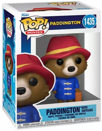 Funko Pop! Paddington – Paddington avec valise – N°1435. Figurine de l’adorable ours avec son manteau bleu, chapeau rouge et valise. Une représentation fidèle du héros littéraire et cinématographique venu du Pérou.