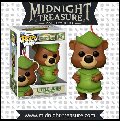 Funko Pop! Disney 1437 - Petit Jean. Figurine représentant le fidèle compagnon de Robin des Bois avec son chapeau vert iconique. Un incontournable pour les collectionneurs Disney.