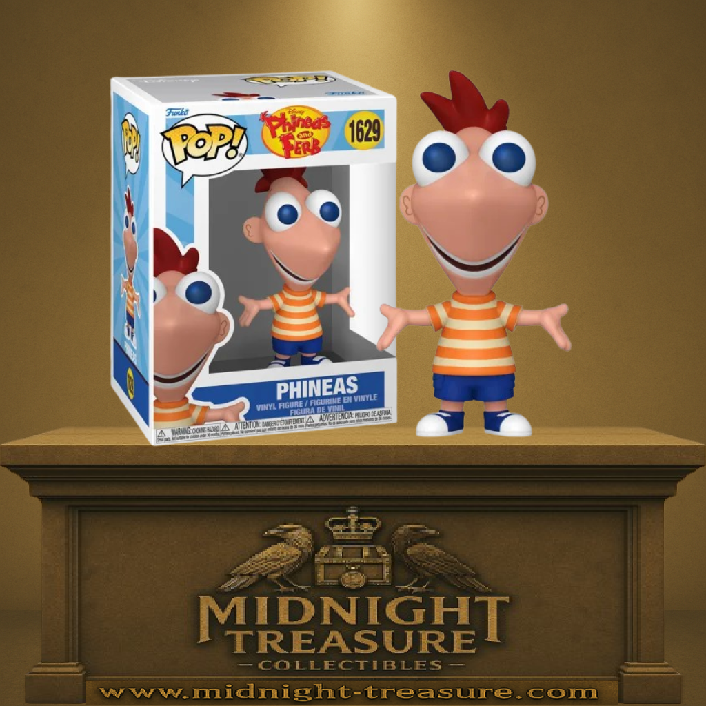 Funko Pop! Phineas and Ferb – Phineas (N°1629), figurine fidèle du personnage dans son look classique orange et bleu.