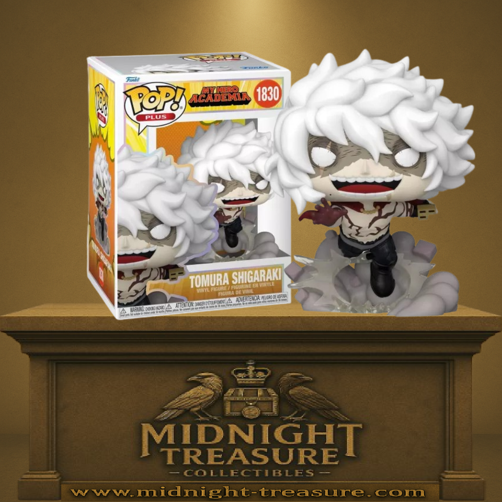 Funko Pop! Plus My Hero Academia – Tomura Shigaraki (All For One) (N°1830). Antagoniste majeur aux cheveux blancs surgissant des débris, incarnation du chaos absolu.