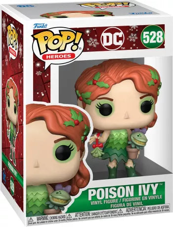 Funko Pop! DC Comics – Poison Ivy (Holiday) (N°528). Figurine spéciale Noël de Poison Ivy avec tenue végétale, houx dans les cheveux, brin de gui et plante carnivore. Une édition festive parfaite pour les fans de Batman et DC.
