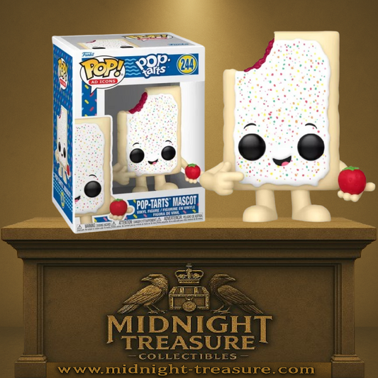 Funko Pop! Ad Icons – Pop-Tarts Mascot (n°244). Biscuit à la fraise souriant avec glaçage coloré et fraise en main. Une mascotte culte pour les amateurs de nostalgie publicitaire