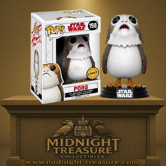 Funko Pop! Star Wars – Porg (Chase Edition) – N°198 – 9 cm – Funko. Figurine adorable du Porg avec la bouche ouverte. Une version rare et expressive parfaite pour les fans de la saga intergalactique.