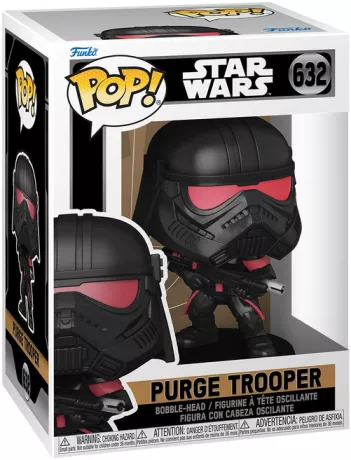 Funko Pop! Star Wars – Purge Trooper (N°632). Soldat en armure noire et rouge avec blaster et base Star Wars. Une figurine redoutable pour les fans de l’Empire et des Inquisiteurs.