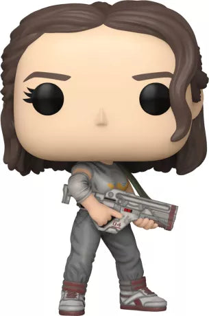 Funko Pop! Alien: Romulus – Rain (N°1614). Figurine en combinaison grise tenant une arme futuriste, prête à affronter les Xénomorphes. Un incontournable pour les fans de la saga Alien.