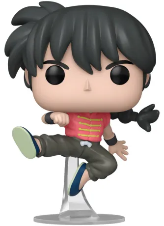 Funko Pop! Ranma ½ – Ranma (N°2026). Ranma en plein saut avec haut rouge, pantalon noir et tresse, prêt à frapper. Une figurine dynamique pour les fans de Ranma ½.

