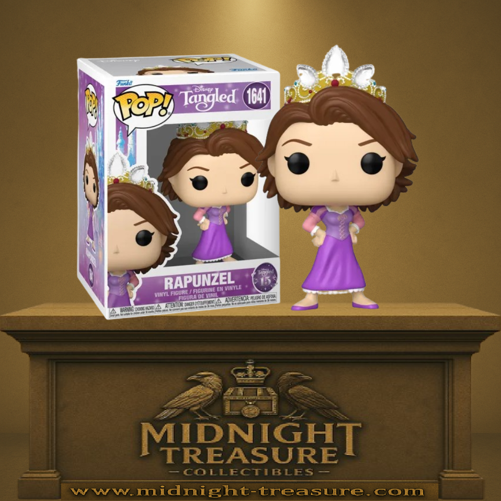 Funko Pop! Tangled – Raiponce (N°1641). Figurine avec couronne et robe violette.