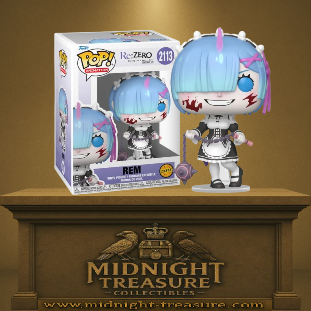 Funko Pop! Re:Zero – Rem Version Chase (N°2113). Figurine en mode combat avec masse à pointes.